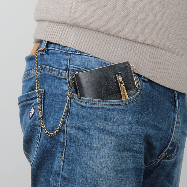 Baellerry  Short Wallet Double Zipper Tri-Fold Wallet For Men(Black) - Wallets by Baellerry | Online Shopping South Africa | PMC TechLife | Buy Now Pay Later Mobicred