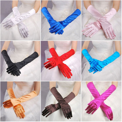 1pair Bride Gloves Satin Long Vintage Travel Sunscreen Dress Wedding Gloves(Champagne) - Others by PMC Jewellery | Online Shopping South Africa | PMC Jewellery