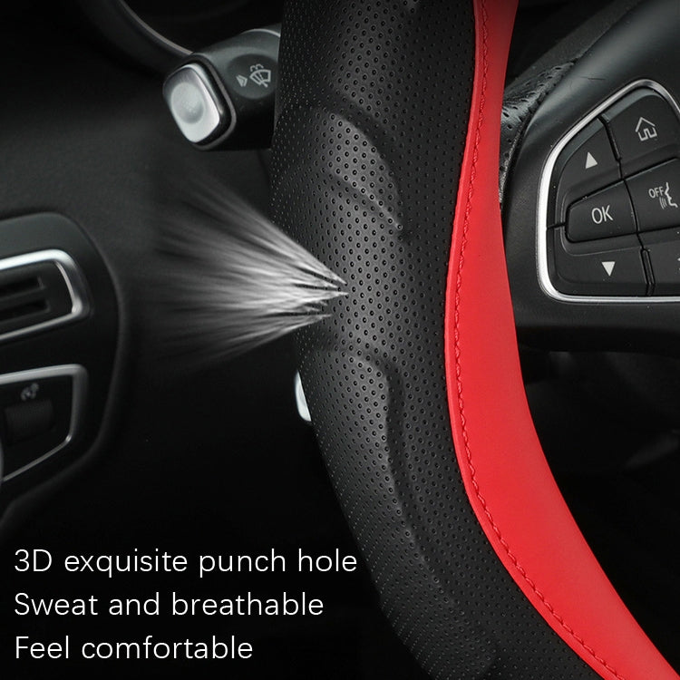 Leather Carbon Fiber Stitching Car Steering Wheel Set, Diameter: 38cm(Black D Shape) - Steering Wheel Accessories by PMC TechLife | Online Shopping South Africa | PMC TechLife