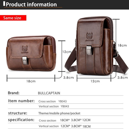 BULL CAPTAIN Multifunctional Leather Mobile Phone Small Waist Bag For Men(Horizontal Brown) - Wallets by BULL CAPTAIN | Online Shopping South Africa | PMC Jewellery | Buy Now Pay Later Mobicred