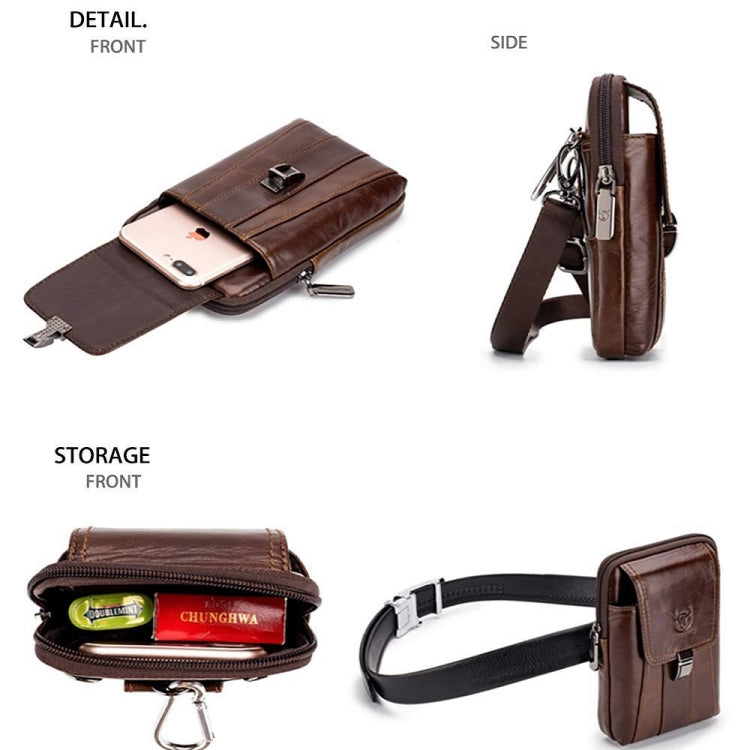 BULL CAPTAIN Multifunctional Leather Mobile Phone Small Waist Bag For Men(Horizontal Brown) - Wallets by BULL CAPTAIN | Online Shopping South Africa | PMC Jewellery | Buy Now Pay Later Mobicred