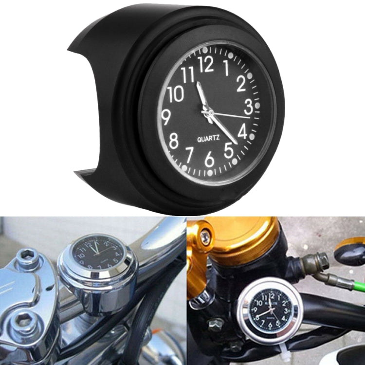 Aluminum Alloy Plating Motorcycle Handlebar Clock(Black Shell Black Background) - Electrical Instruments by PMC Jewellery | Online Shopping South Africa | PMC Jewellery