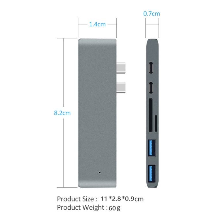 7 In 1 100W USB 3.1 To 20VPD+Card Reader Data+HUB+HDMI 4K Converter(Gray) - USB HUB by PMC Jewellery | Online Shopping South Africa | PMC Jewellery