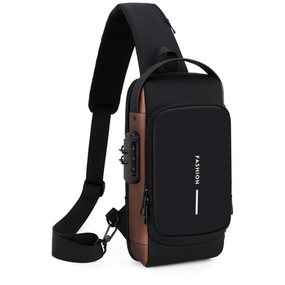 Men Multifunctional Waterproof Password Anti-theft Chest Bag(Black Brown) - Crossbody Bags by PMC Jewellery | Online Shopping South Africa | PMC Jewellery