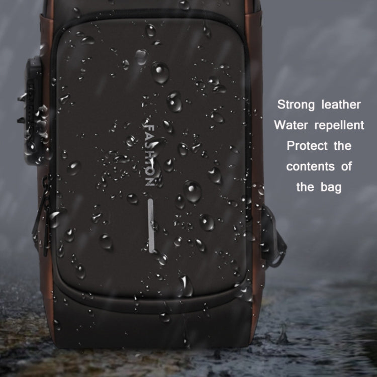 Men Multifunctional Waterproof Password Anti-theft Chest Bag(Gray Brown) - Crossbody Bags by PMC Jewellery | Online Shopping South Africa | PMC Jewellery