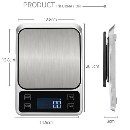 Stainless Steel Food Baking Scale Small Bench Scale Kitchen Electronic Scale English 5kg/1g - Kitchen Scales by PMC Jewellery | Online Shopping South Africa | PMC Jewellery