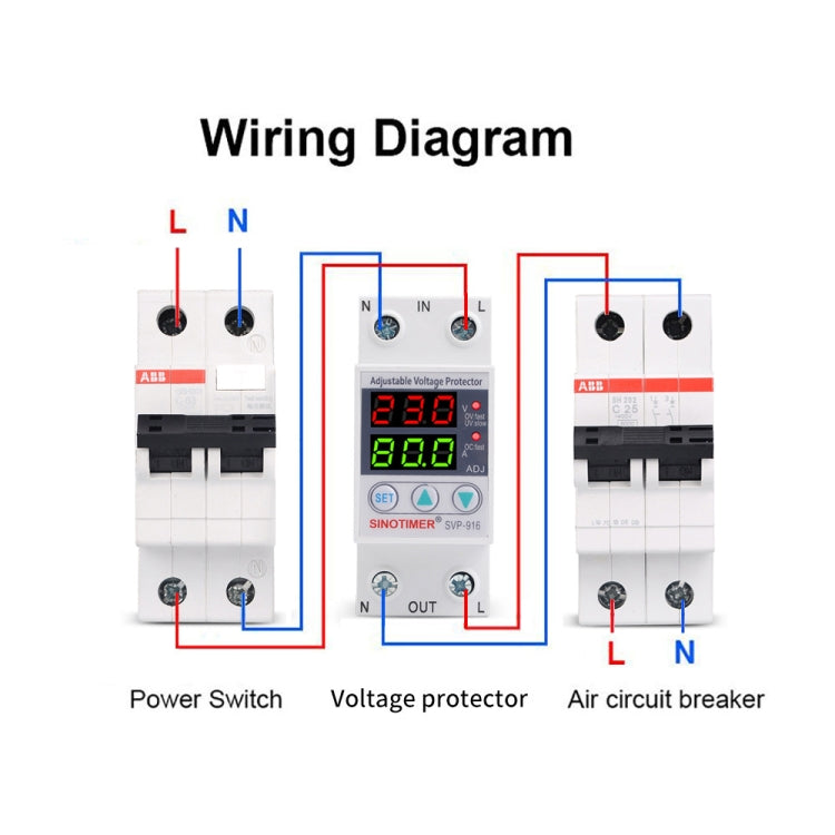 SINOTIMER SVP-916 Adjustable Self-resetting Over-voltage Under-voltage Protector, Current: 40A - Other Tester Tool by SINOTIMER | Online Shopping South Africa | PMC Jewellery | Buy Now Pay Later Mobicred