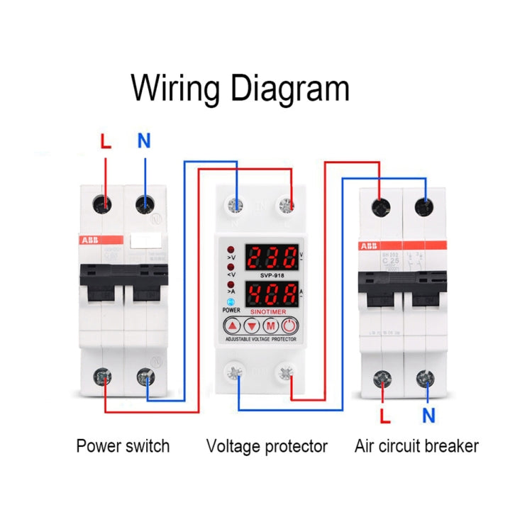 SINOTIMER SVP-918 Adjustable Self-resetting Intelligent  Over-voltage Under-voltage Protector, Current:  63A - Other Tester Tool by SINOTIMER | Online Shopping South Africa | PMC TechLife | Buy Now Pay Later Mobicred