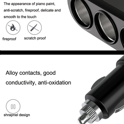 2 PCS Dual USB + Type-C / USB-C 3 Hole Cigarette Lighter Car Charger, Style: Standar Version(Black) - Car Charger by PMC Jewellery | Online Shopping South Africa | PMC Jewellery