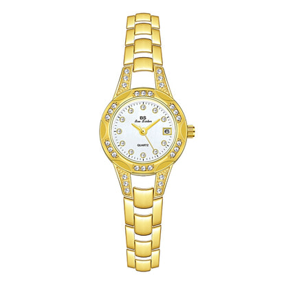 BS Bee Sister FA1679  Ladies Diamond Chain Watch Cute Small Round Watch With Calendar(Gold) - Alloy Watches by BS Bee Sister | Online Shopping South Africa | PMC Jewellery | Buy Now Pay Later Mobicred