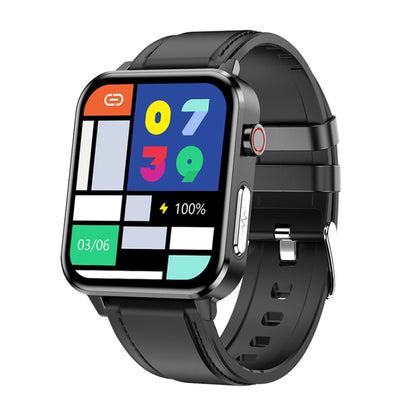 LOANIY E86 1.7 Inch Heart Rate Monitoring Smart Bluetooth Watch, Color: Black Leather - Smart Watches by LOANIY | Online Shopping South Africa | PMC Jewellery | Buy Now Pay Later Mobicred