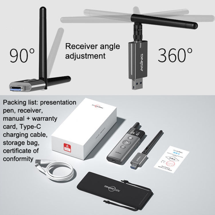 ASiNG A10 Green Light PPT Page Turning Pen Remote Control Presentation Pen, Capacity: 128M (Gray) - free shipping - PMC TechLife - Order now!