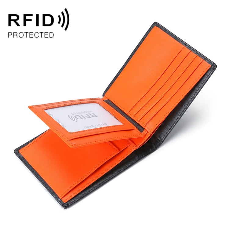 TP-215 Leather RFID Anti-theft Tri-fold Short Wallet(Orange) - Antimagnetic RFID Package by PMC Jewellery | Online Shopping South Africa | PMC Jewellery | Buy Now Pay Later Mobicred