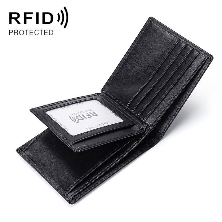 TP-215 Leather RFID Anti-theft Tri-fold Short Wallet(Black) - Antimagnetic RFID Package by PMC Jewellery | Online Shopping South Africa | PMC Jewellery | Buy Now Pay Later Mobicred