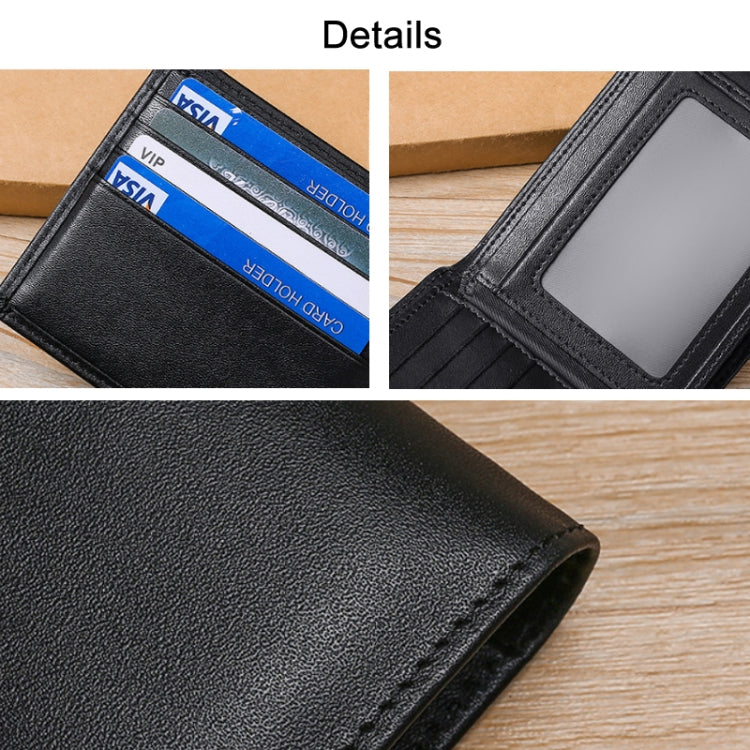 TP-215 Leather RFID Anti-theft Tri-fold Short Wallet(Black) - Antimagnetic RFID Package by PMC Jewellery | Online Shopping South Africa | PMC Jewellery | Buy Now Pay Later Mobicred