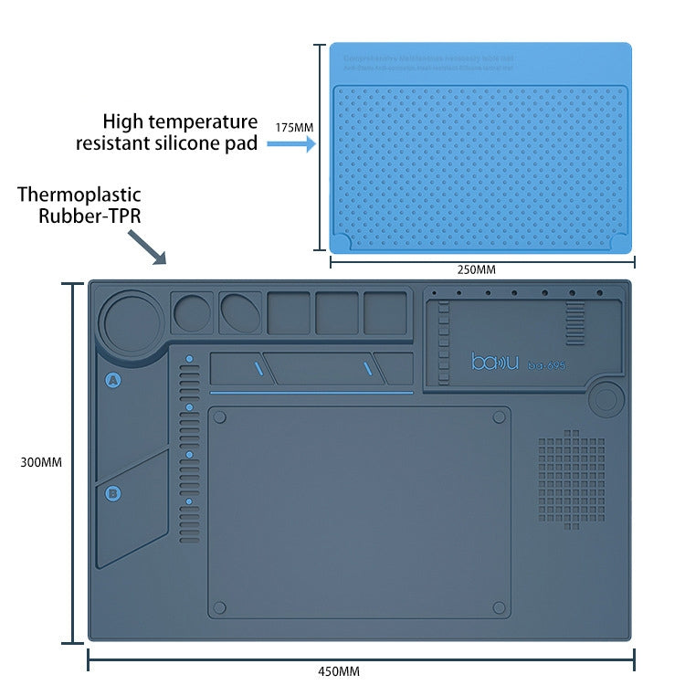 BAKU BA-695  2 in 1 TPR+Silicone Computer Phone Repair Desk Mat Heat Resistant Insulation Mat - Working Mat by BAKU | Online Shopping South Africa | PMC Jewellery