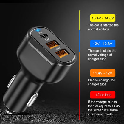 2PCS PD+2.4A Dual USB Car Charger, Style: 3 Ports (White) - Car Charger by PMC Jewellery | Online Shopping South Africa | PMC Jewellery