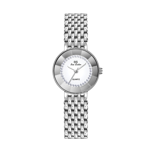 BS Bee Sister FA1199 Round Dial Edge Glass Ladies Watch(Silver) - Alloy Watches by BS Bee Sister | Online Shopping South Africa | PMC Jewellery | Buy Now Pay Later Mobicred