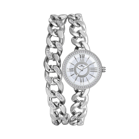 BS Bee Sister FA1329 Double Link Niche Roman Numeral Dial Ladies Watch(Silver) - Alloy Watches by BS Bee Sister | Online Shopping South Africa | PMC Jewellery | Buy Now Pay Later Mobicred