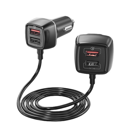 One For Four Car Charger QC3.0 Fast Charge 4USB Car Front And Rear Seat Car Charger, Style: Standard Edition - Car Charger by PMC Jewellery | Online Shopping South Africa | PMC Jewellery