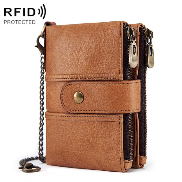 BP804 RFID Anti-Theft Wallet Multi-Function Buckle Zipper Retro Leisure Coin Purse(Khaki) - Antimagnetic RFID Package by PMC Jewellery | Online Shopping South Africa | PMC Jewellery | Buy Now Pay Later Mobicred