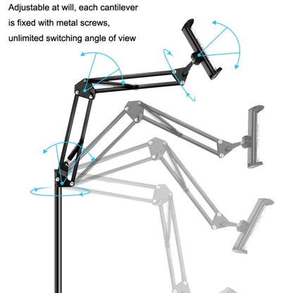 135cm Mobile Phone Tablet Live Broadcast Bedside Lifting Bracket Cantilever Floor Model (White) - Lazy Bracket by PMC Jewellery | Online Shopping South Africa | PMC Jewellery