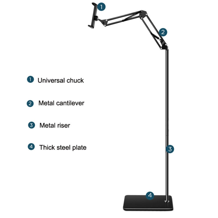 135cm Mobile Phone Tablet Live Broadcast Bedside Lifting Bracket Cantilever Floor Model (White) - Lazy Bracket by PMC Jewellery | Online Shopping South Africa | PMC Jewellery