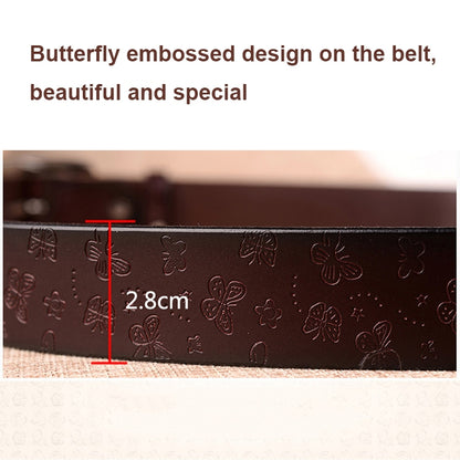 ZK--067 Retro Engraved Buckle Butterfly Print Pin Buckle Leather Belt, Length: 110cm(Brown) - Belts by PMC Jewellery | Online Shopping South Africa | PMC Jewellery