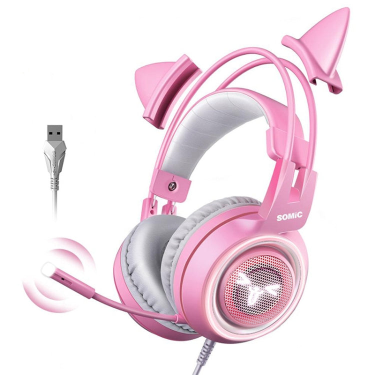 SOMIC G951PINK Head-mounted 7.1 Channel Anchor E-Sports Game Headset Wheat(Pink) - Multimedia Headset by PMC Jewellery | Online Shopping South Africa | PMC Jewellery