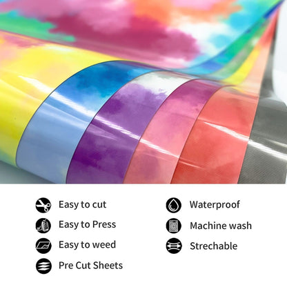 Clouds Watercolor Tie Dye Heat Transfer Vinyl Make Sign Pattern Cricut Film 50 x 100cm(Black and Gray) - DIY Apparel Sewing by PMC Jewellery | Online Shopping South Africa | PMC Jewellery