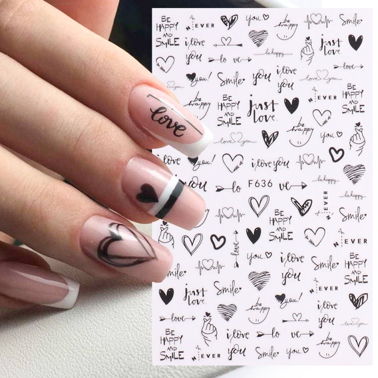 10 PCS Cartoon Heart Letters Comic Character Nail Art Sticker 3D Adhesive Nail Stickers(F638) - Nail Stickers by PMC Jewellery | Online Shopping South Africa | PMC Jewellery