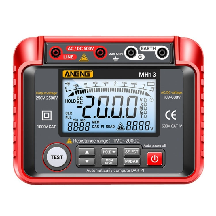 ANENG MH13 High Voltage Digital Electronic Meter Insulation Resistance Tester(Red) - Current & Voltage Tester by ANENG | Online Shopping South Africa | PMC Jewellery | Buy Now Pay Later Mobicred