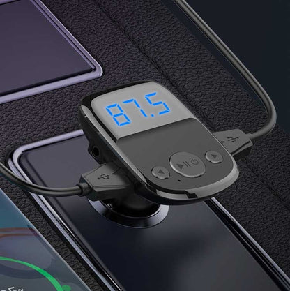 LDNIO C706Q QC3.0+AUTO-ID Car Bluetooth FM Music Digital Display Car Charger with 8 Pin Cable - Car Charger by LDNIO | Online Shopping South Africa | PMC Jewellery