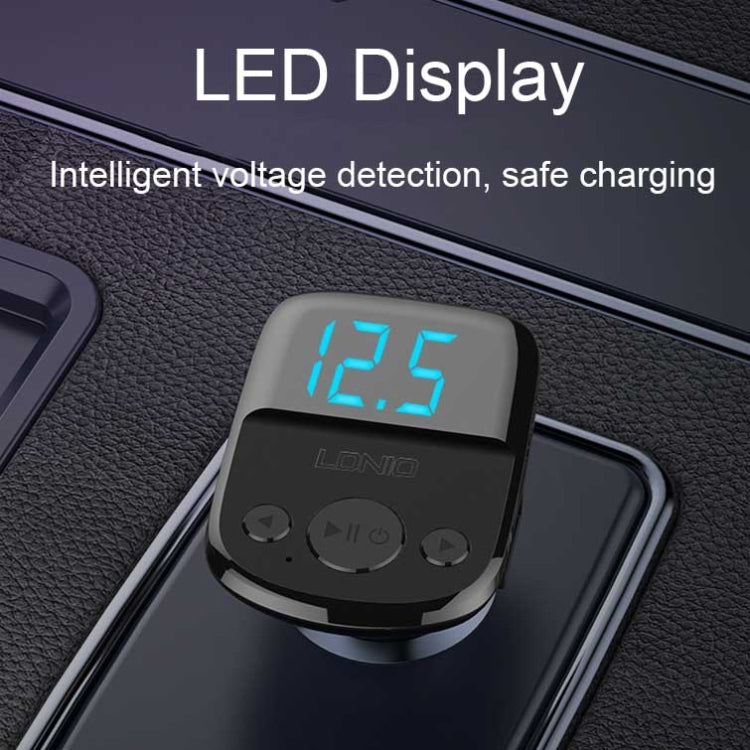 LDNIO C706Q QC3.0+AUTO-ID Car Bluetooth FM Music Digital Display Car Charger with 8 Pin Cable - Car Charger by LDNIO | Online Shopping South Africa | PMC Jewellery | Buy Now Pay Later Mobicred