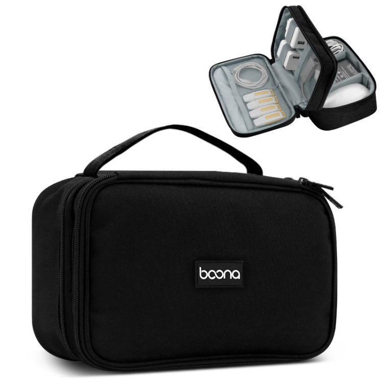 Baona Multifunctional Earphone Data Cable Digital Storage Bag, Spec: 2-layer (Black) - Digital Storage Bag by Baona | Online Shopping South Africa | PMC Jewellery | Buy Now Pay Later Mobicred