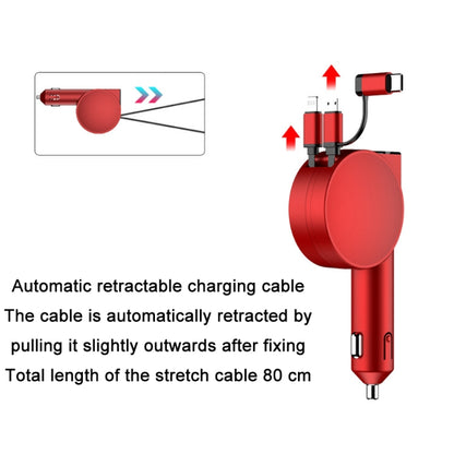 3 In 1 60W Fast Charging Dual Cable Retractable Car Charger(Black) - Car Charger by PMC Jewellery | Online Shopping South Africa | PMC Jewellery