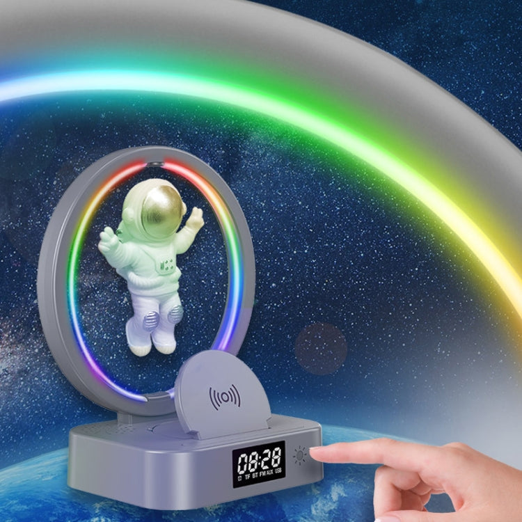 Y-558 Magnetic Levitation Astronaut TWS Bluetooth Speaker With RGB Light,Style: Golden Clock Model - Desktop Speaker by PMC Jewellery | Online Shopping South Africa | PMC Jewellery