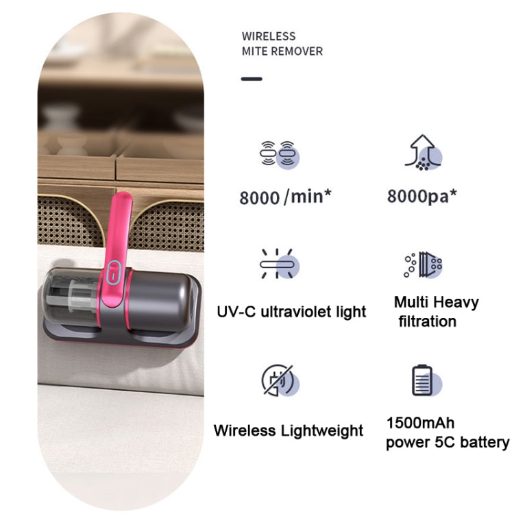 100W 8000 Pa Wireless Charging Mite Removal Instrument Vacuum Cleaner UV Sterilization Machine(Purple) - Handheld Cleaner & Mops by PMC Jewellery | Online Shopping South Africa | PMC Jewellery | Buy Now Pay Later Mobicred