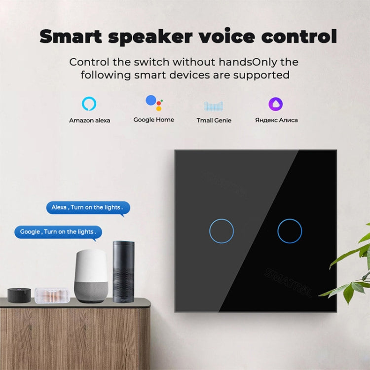 Tuya ZigBee Zero Firewire Touch Wall Remote Control Switch Light Control Voice Switch EU Plug, Style: 1 Gang (Black) - Smart Switch by PMC TechLife | Online Shopping South Africa | PMC TechLife