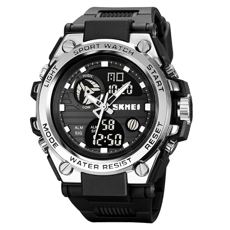 SKMEI 2031 Multifunctional Outdoor Waterproof Chronograph Men Sports Watch(Silver) - Silicone Strap Watches by SKMEI | Online Shopping South Africa | PMC Jewellery | Buy Now Pay Later Mobicred