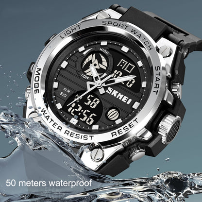 SKMEI 2031 Multifunctional Outdoor Waterproof Chronograph Men Sports Watch(Silver) - Silicone Strap Watches by SKMEI | Online Shopping South Africa | PMC Jewellery | Buy Now Pay Later Mobicred