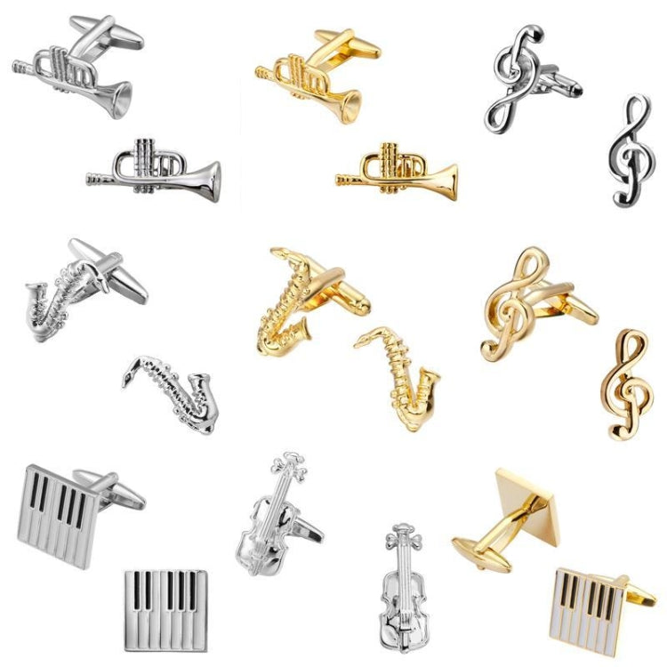 2 pairs Brass Music Series Instrument Note Cufflinks, Color: Black aWhite Violin - Cufflinks by PMC Jewellery | Online Shopping South Africa | PMC Jewellery