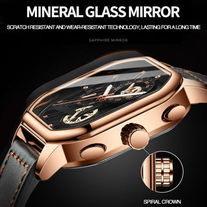 BINBOND B6577 30M Waterproof Luminous Square Quartz Watch, Color: Rose Gold-Black-Rose Gold - Metal Strap Watches by BINBOND | Online Shopping South Africa | PMC Jewellery | Buy Now Pay Later Mobicred