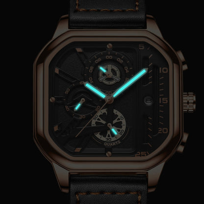 BINBOND B6577 30M Waterproof Luminous Square Quartz Watch, Color: Rose Gold-Black-Rose Gold - Metal Strap Watches by BINBOND | Online Shopping South Africa | PMC Jewellery | Buy Now Pay Later Mobicred