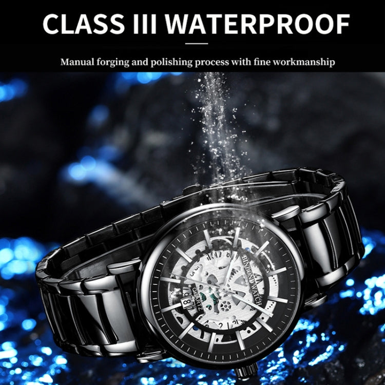 BINBOND B7872 Multifunctional Hollow Luminous Waterproof Quartz Watch, Color: Black Leather-Black-Black - Leather Strap Watches by BINBOND | Online Shopping South Africa | PMC Jewellery | Buy Now Pay Later Mobicred