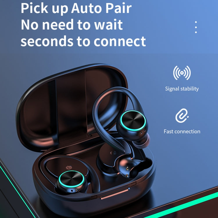 R201 With Charging Bin Hanging Ear Stereo Digital Display Bluetooth Earphones(Skin Color) - Bluetooth Earphone by PMC TechLife | Online Shopping South Africa | PMC TechLife