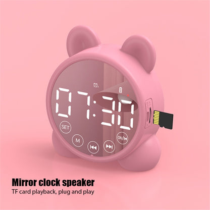 P1 Mini Card Mirror Clock Wireless Bluetooth Speaker with FM Radio(Light Green) - Mini Speaker by PMC Jewellery | Online Shopping South Africa | PMC Jewellery