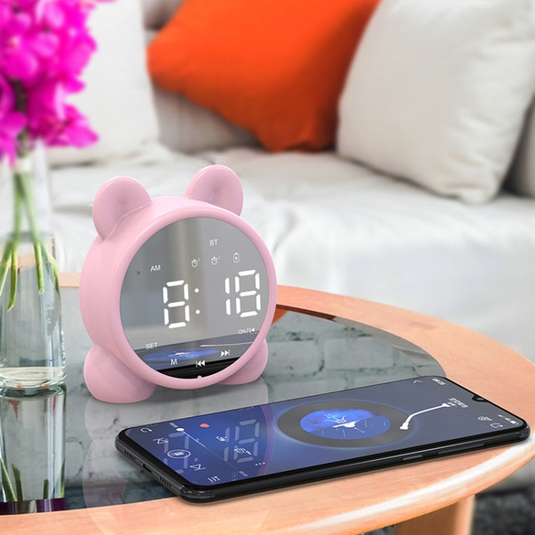 P1 Mini Card Mirror Clock Wireless Bluetooth Speaker with FM Radio(Pink) - Mini Speaker by PMC Jewellery | Online Shopping South Africa | PMC Jewellery