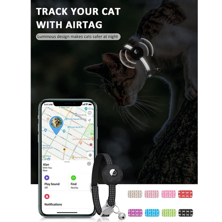 For AirTag Tracker Silicone Case Reflective Pet Cat Collar With Bell(Black) - free shipping - PMC TechLife - Order now!