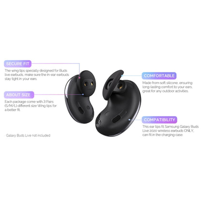 For Samsung Galaxy Buds Live AhaStyle PT132 S+M+L Silicone Earbud(Black) - Anti-dust & Ear Caps by AhaStyle | Online Shopping South Africa | PMC Jewellery